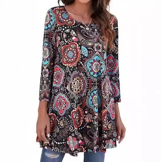 Isabel | Túnica Boho de Manga 3/4 con Estampado de Mandala para Mujer - Noa Lagos