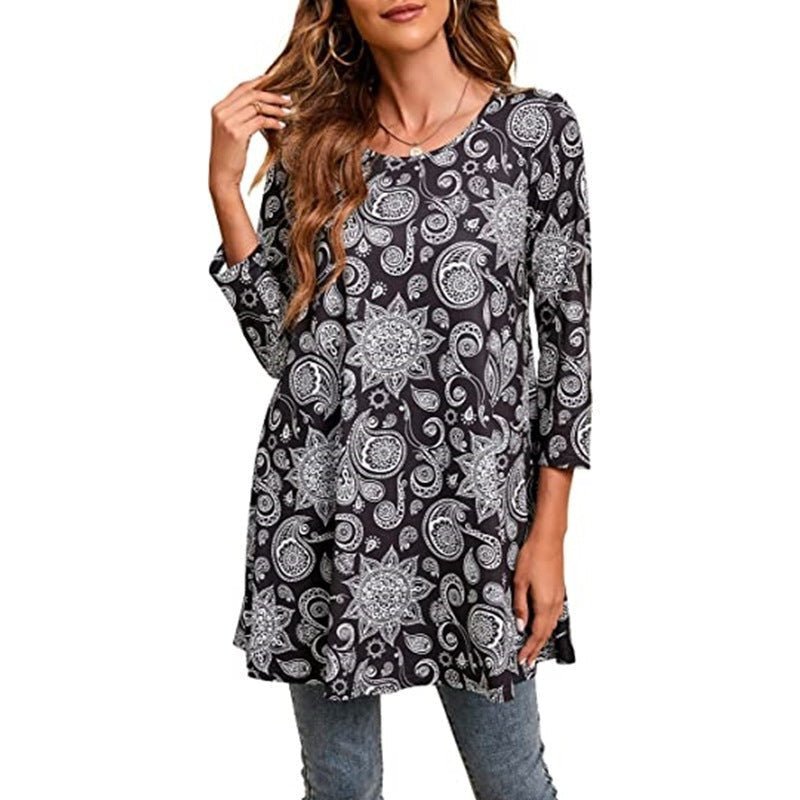 Isabel | Túnica Boho de Manga 3/4 con Estampado de Mandala para Mujer - Noa Lagos