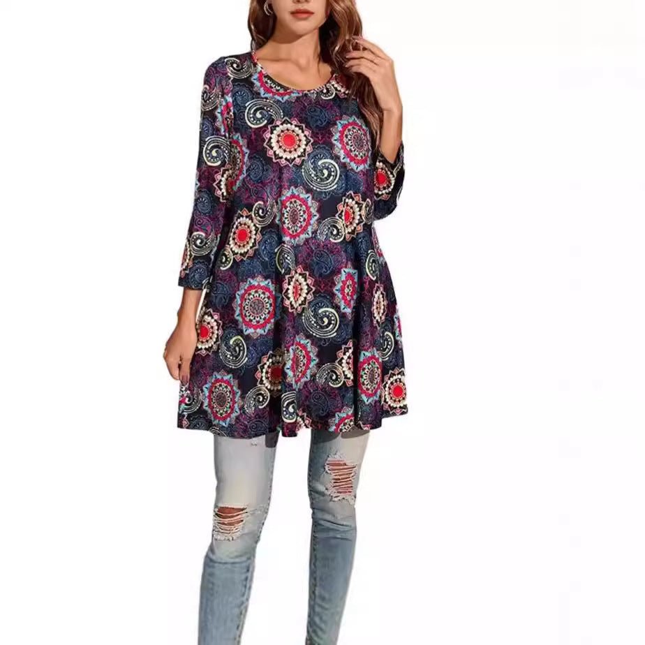 Isabel | Túnica Boho de Manga 3/4 con Estampado de Mandala para Mujer - Noa Lagos
