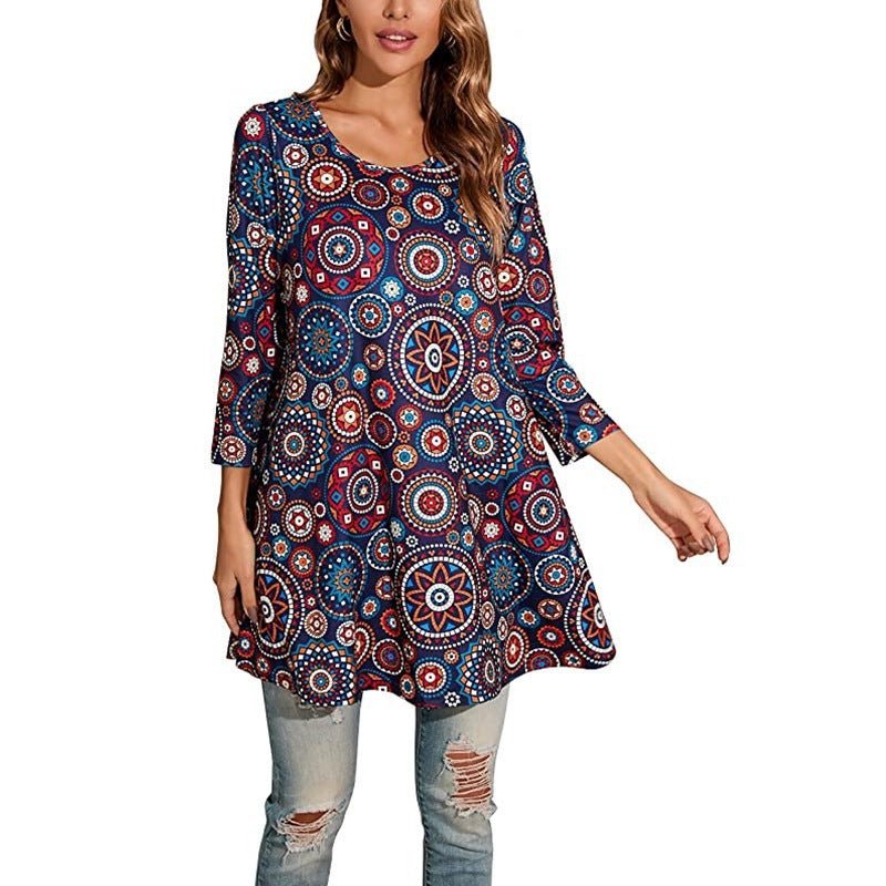 Isabel | Túnica Boho de Manga 3/4 con Estampado de Mandala para Mujer - Noa Lagos