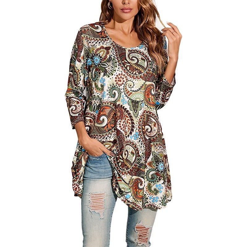 Isabel | Túnica Boho de Manga 3/4 con Estampado de Mandala para Mujer - Noa Lagos