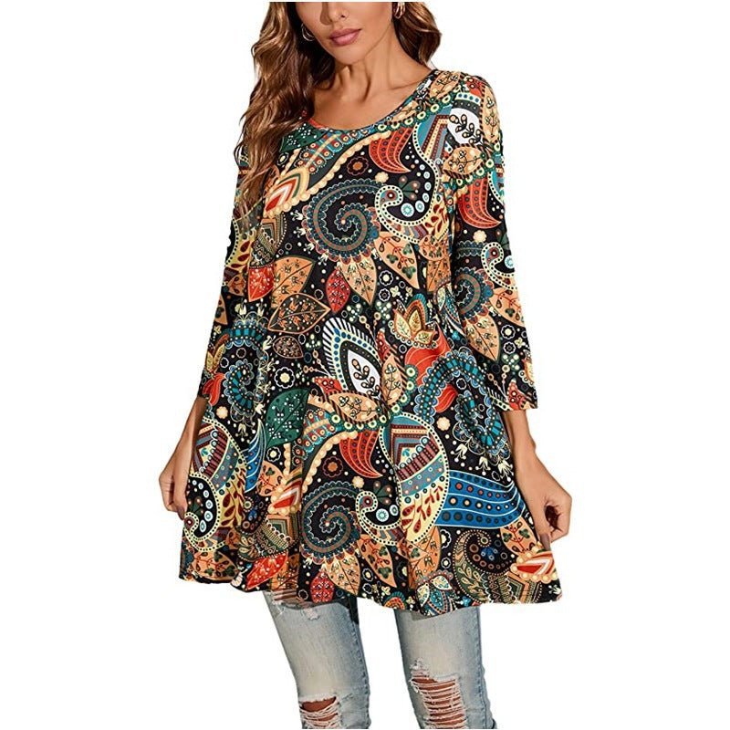 Isabel | Túnica Boho de Manga 3/4 con Estampado de Mandala para Mujer - Noa Lagos