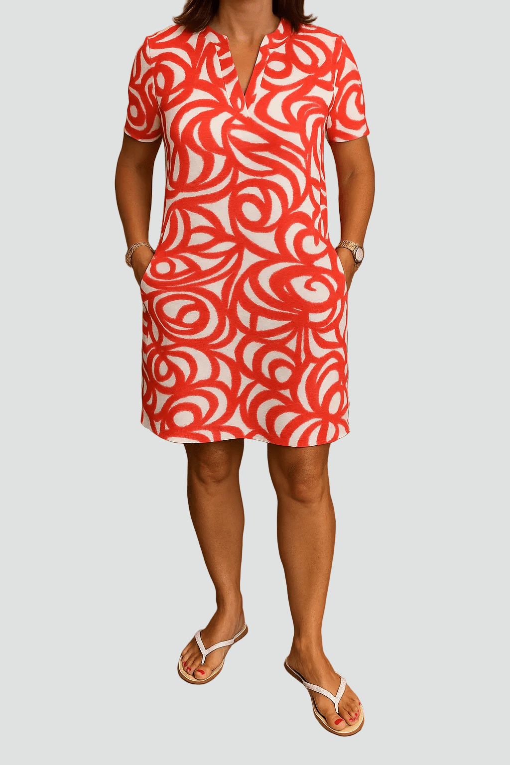 Isabella | Vestido de Manga Corta con Estampado Abstracto para Mujer - Noa Lagos