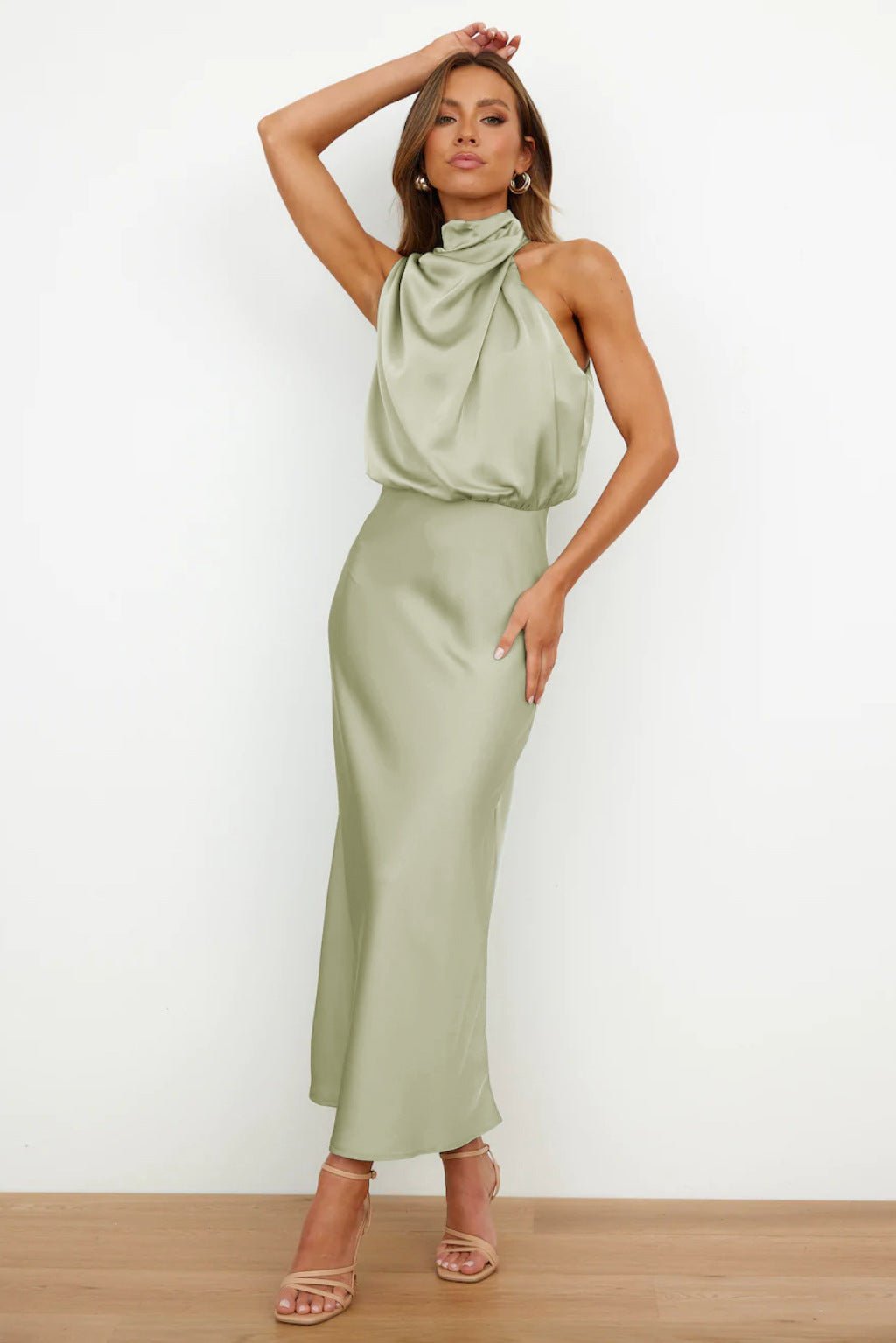 Lucía | Vestido Midi Satinado Halter Elegante para Mujer - Noa Lagos