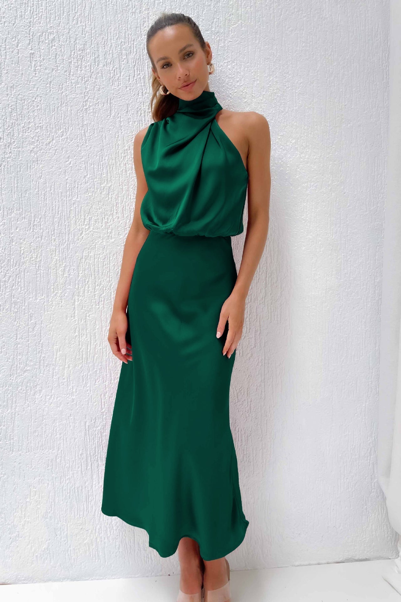 Lucía | Vestido Midi Satinado Halter Elegante para Mujer - Noa Lagos