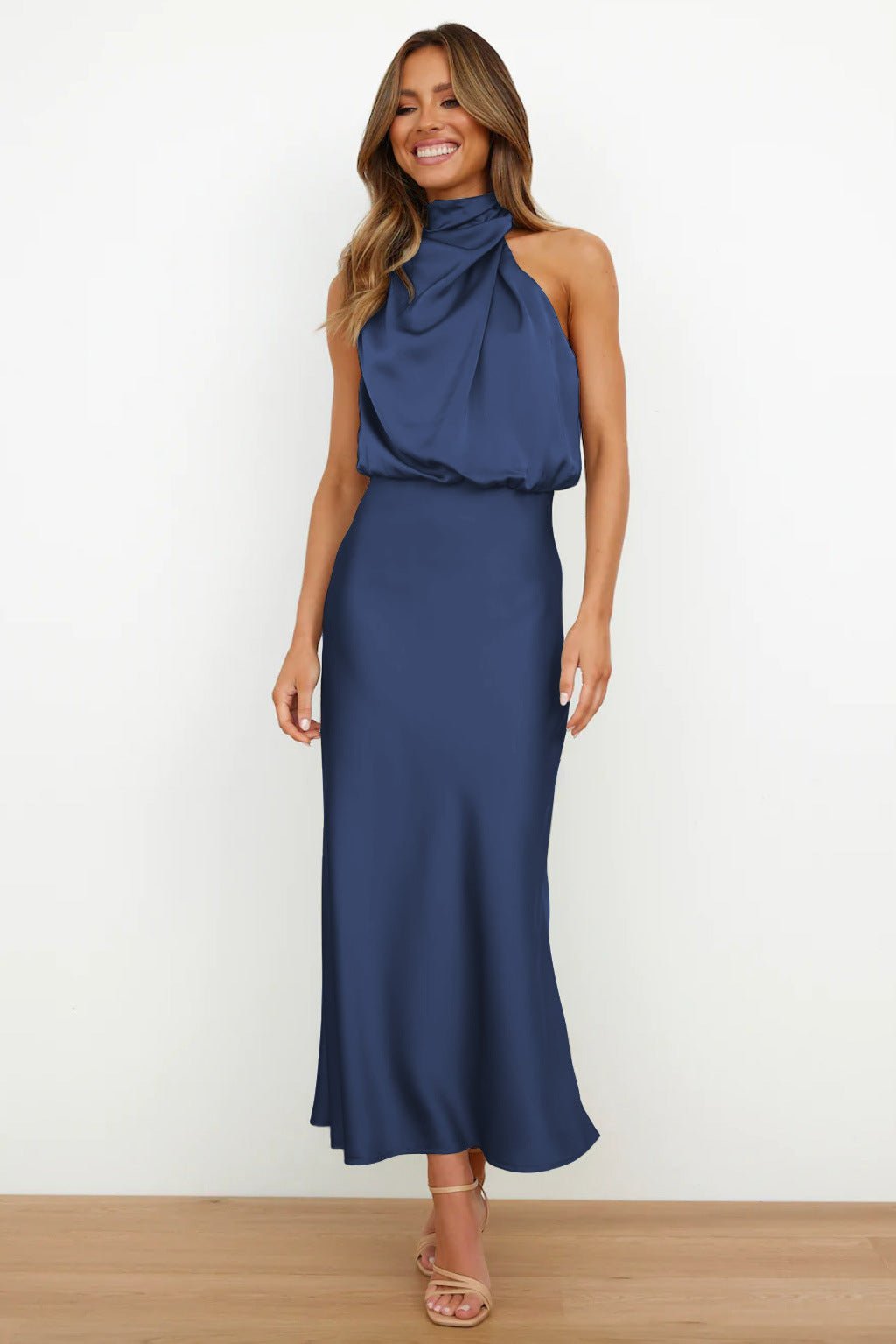 Lucía | Vestido Midi Satinado Halter Elegante para Mujer - Noa Lagos