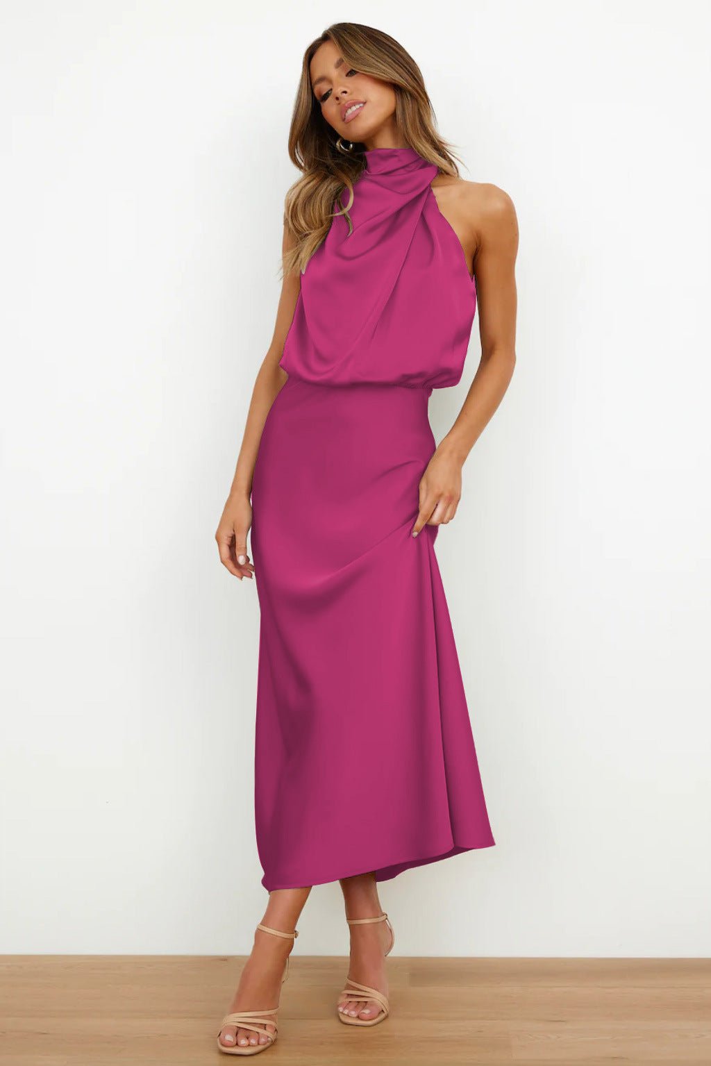 Lucía | Vestido Midi Satinado Halter Elegante para Mujer - Noa Lagos