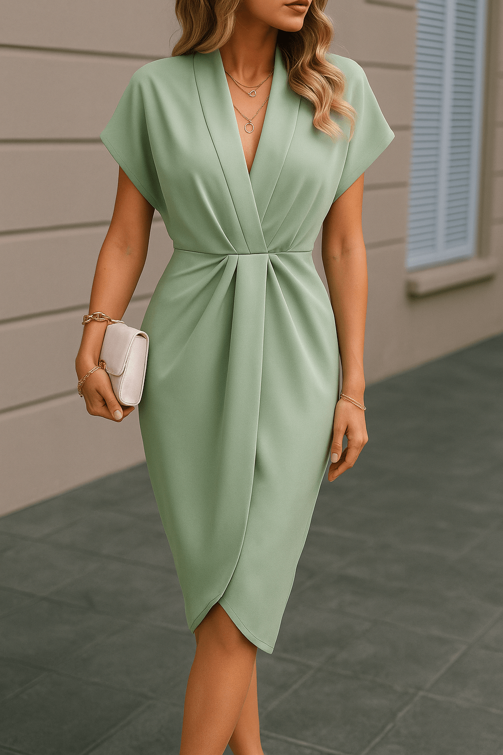 MARTA – Vestido midi cruzado elegante para mujer - Noa Lagos