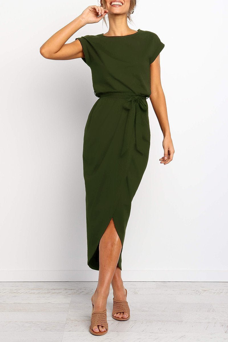 Maya | Vestido de invitada Holgado con Cinturón y Abertura Frontal - Noa Lagos