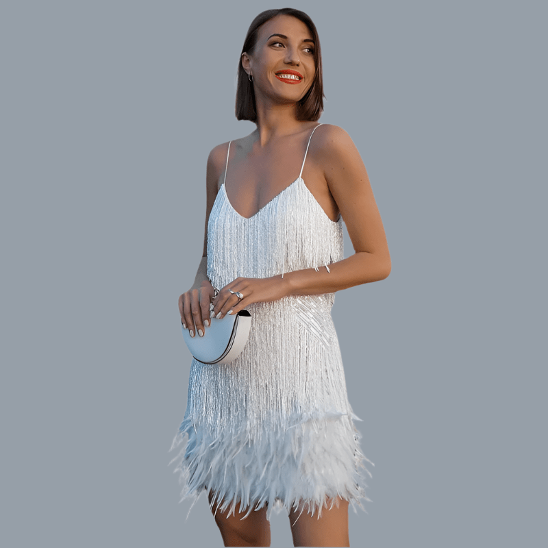 Mia | Elegante Vestido Midi con Lentejuelas y Plumas - Noa Lagos