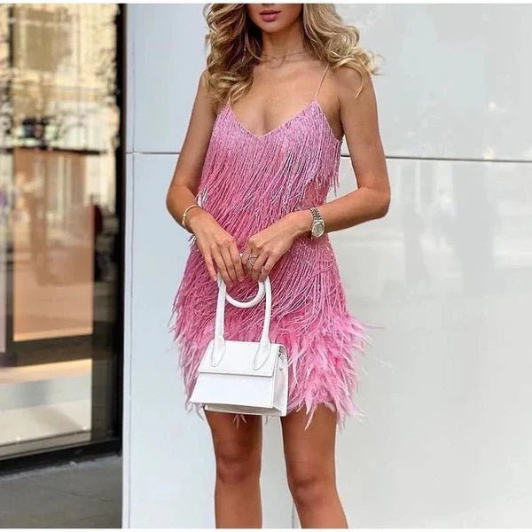Mia | Elegante Vestido Midi con Lentejuelas y Plumas - Noa Lagos
