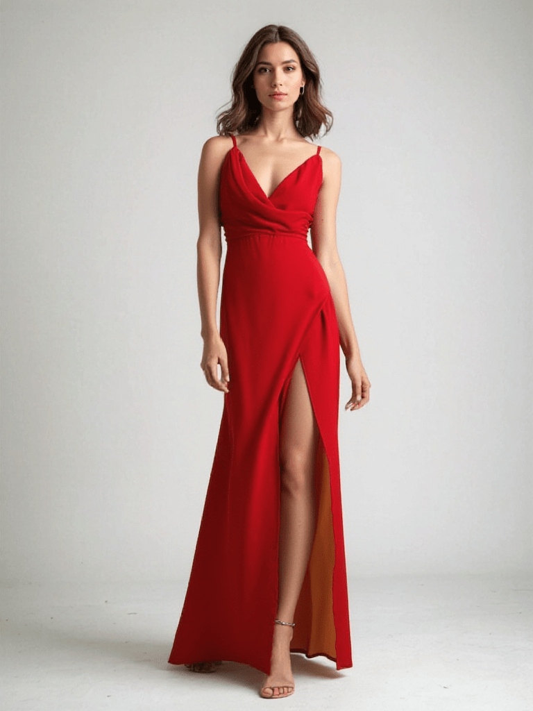 Mia | Vestido Elegante e Fiesta con Abertura Alta y Escote Cruzado - Noa Lagos