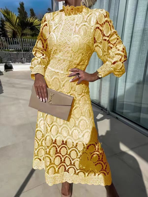 Mia | Vestido Midi Manga Larga de Encaje para Invitadas - Noa Lagos