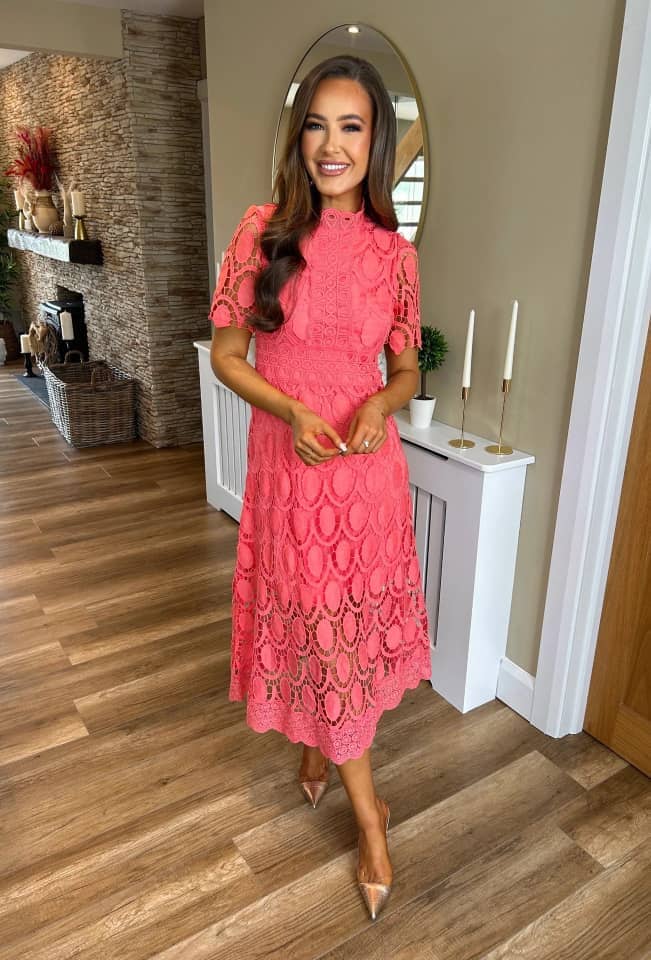 Mia | Vestido Midi Manga Larga de Encaje para Invitadas - Noa Lagos