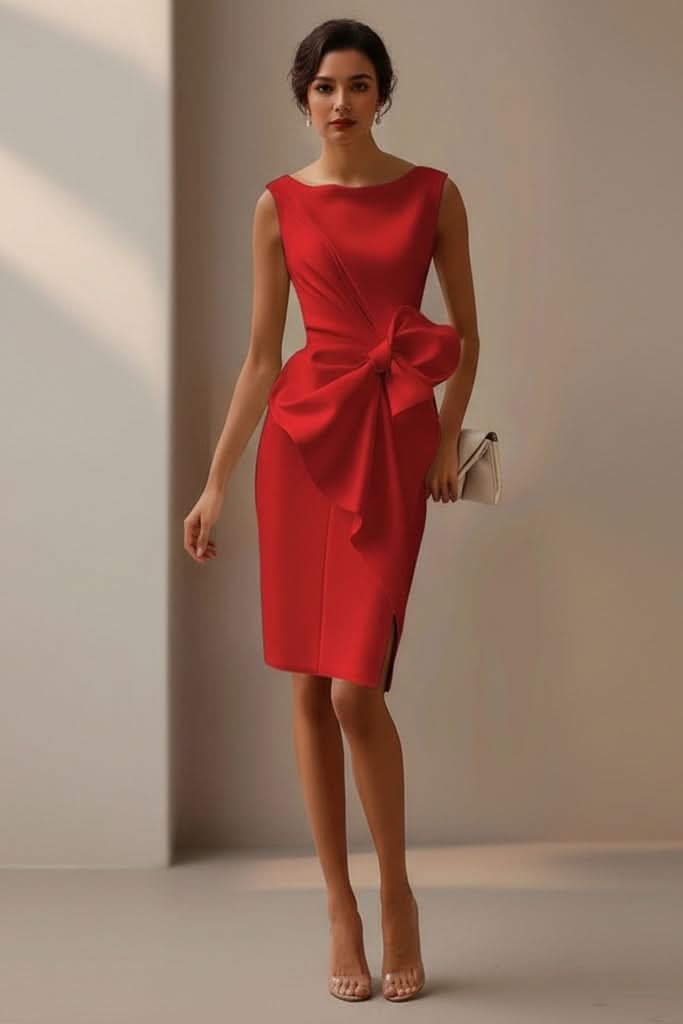 PAULA – Vestido midi sin mangas con lazo para mujer - Noa Lagos