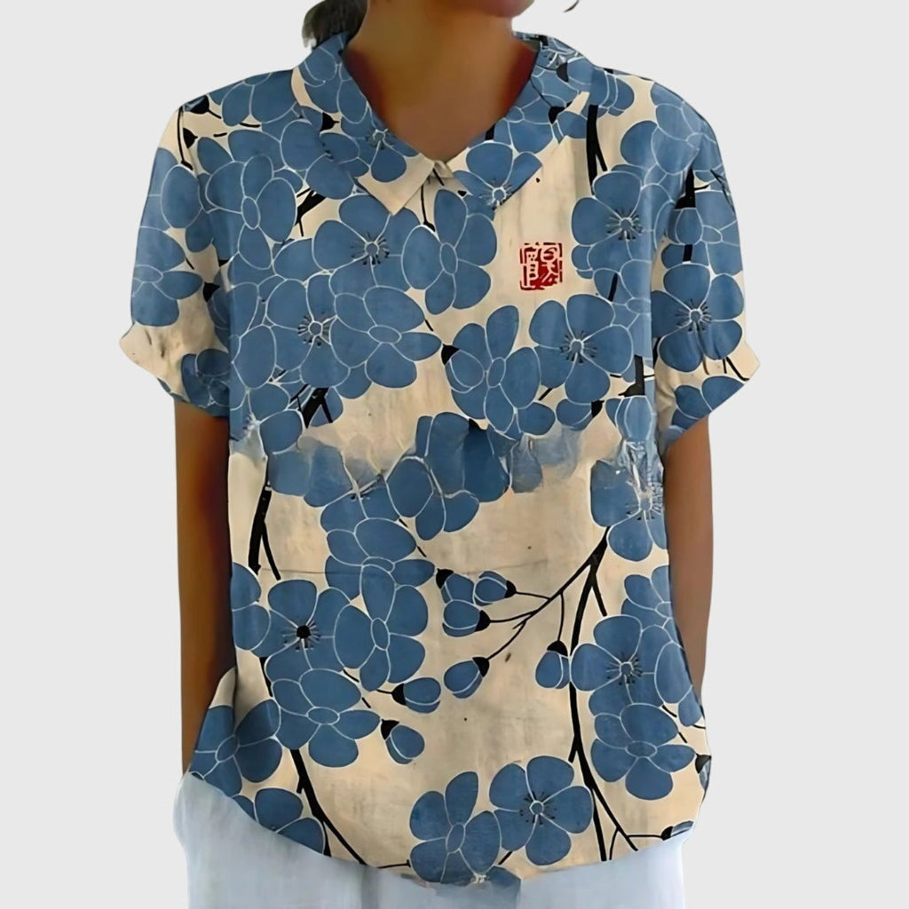 Sofía | Blusa de Lino con Estampado Botánico para Mujer - Noa Lagos