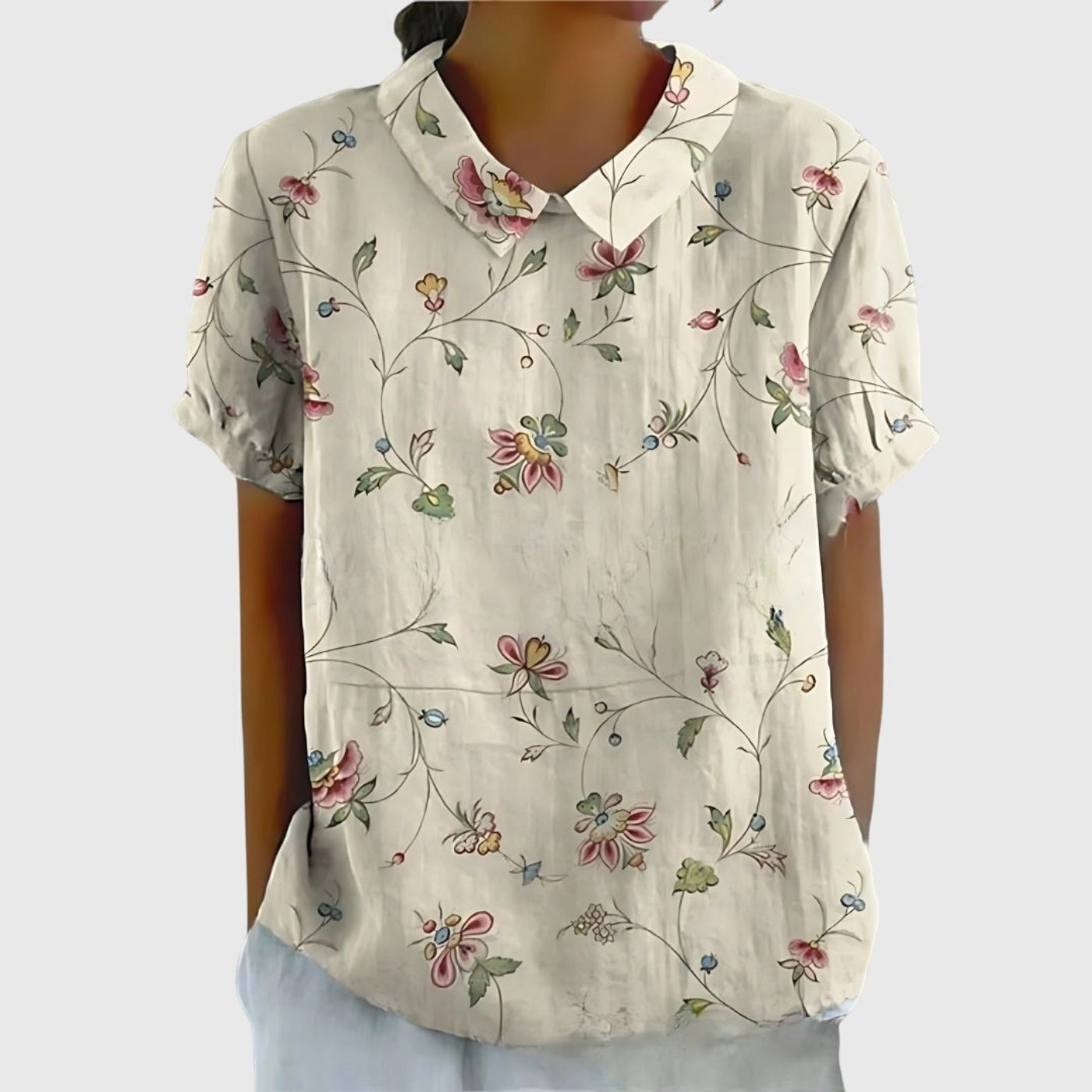 Sofía | Blusa de Lino con Estampado Botánico para Mujer - Noa Lagos