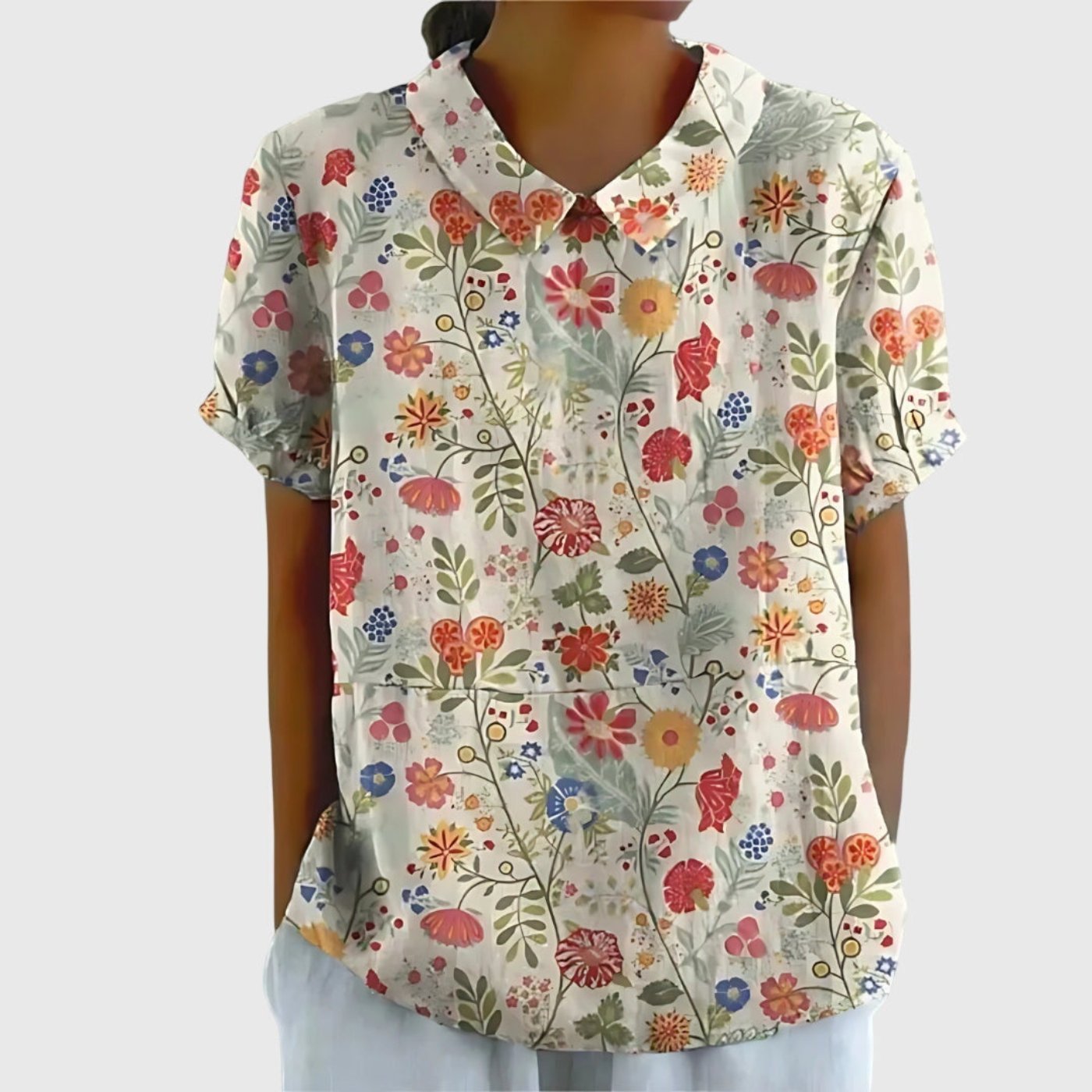Sofía | Blusa de Lino con Estampado Botánico para Mujer - Noa Lagos