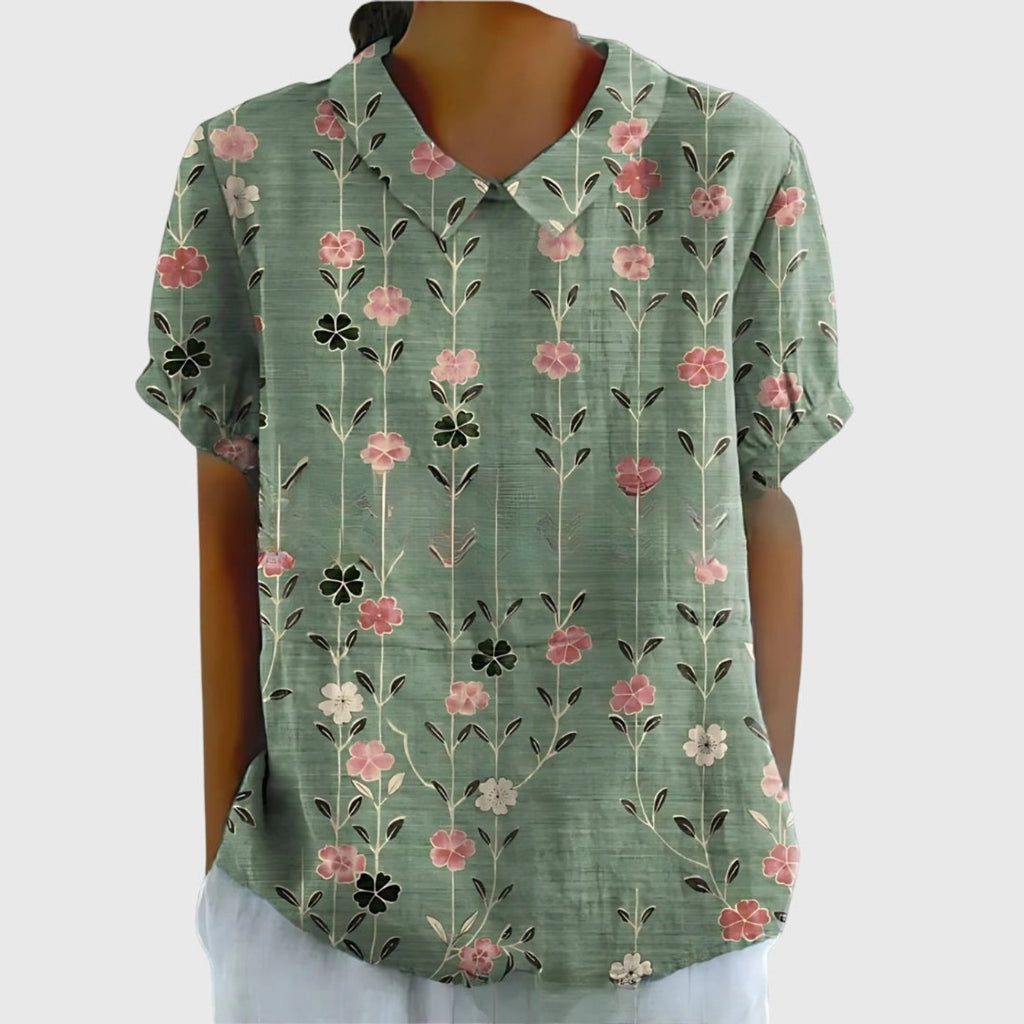 Sofía | Blusa de Lino con Estampado Botánico para Mujer - Noa Lagos