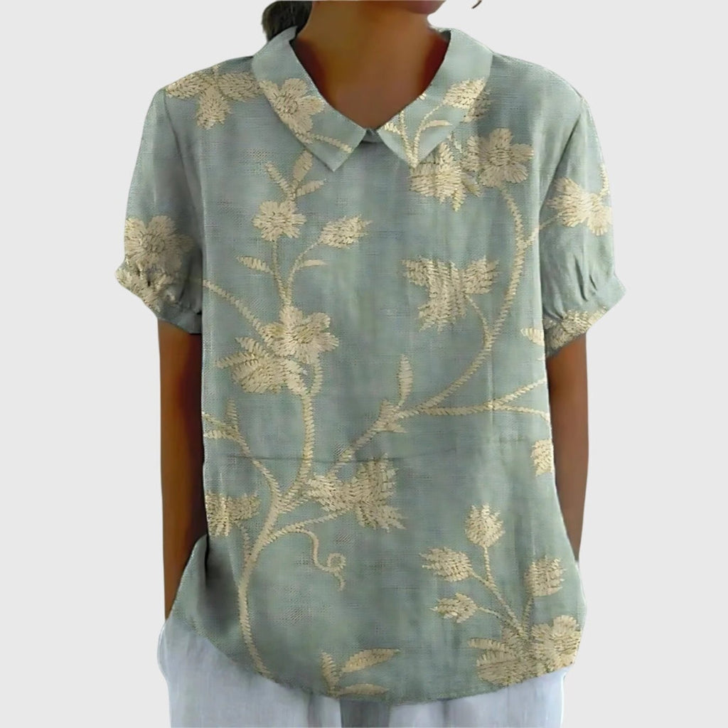 Sofía | Blusa de Lino con Estampado Botánico para Mujer - Noa Lagos