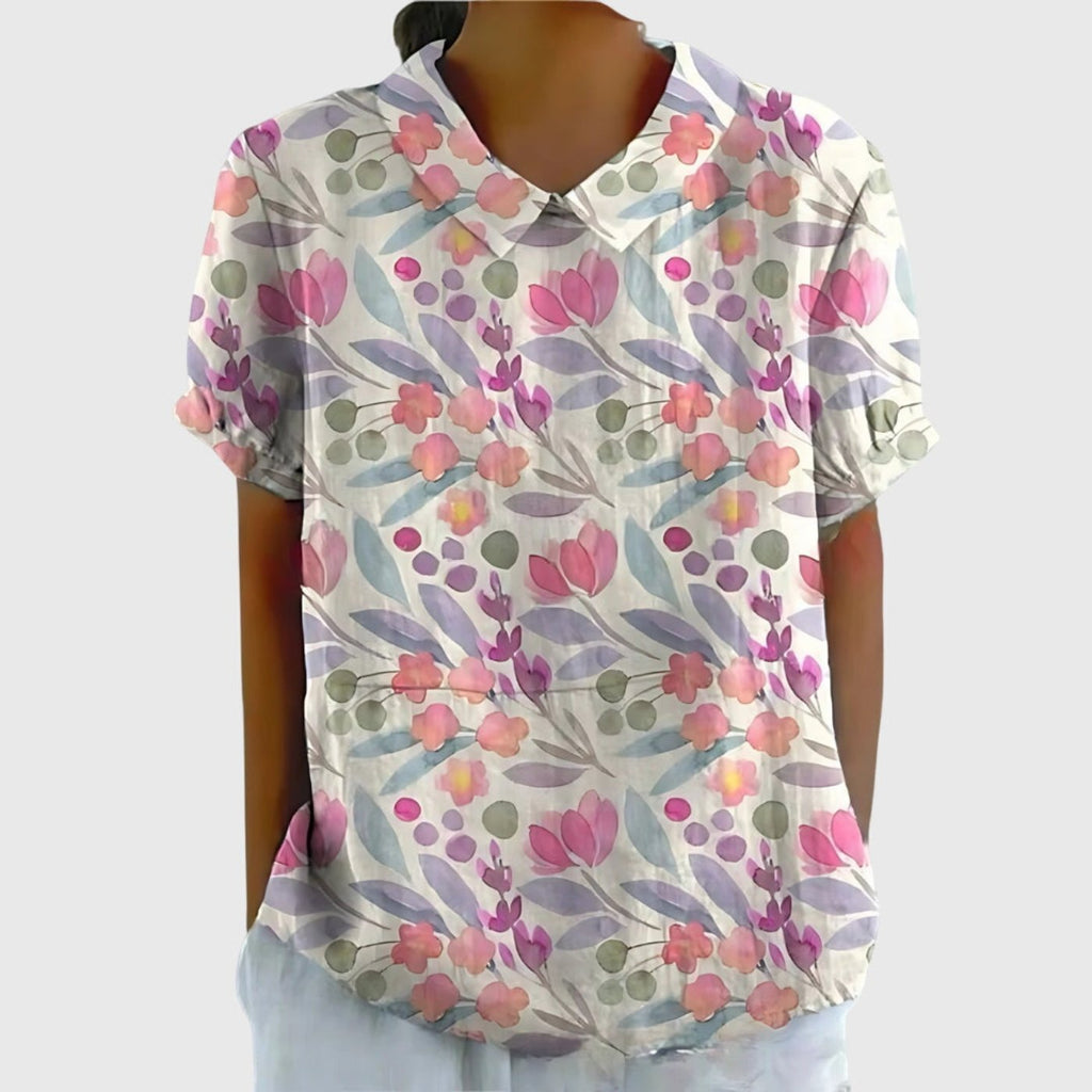 Sofía | Blusa de Lino con Estampado Botánico para Mujer - Noa Lagos