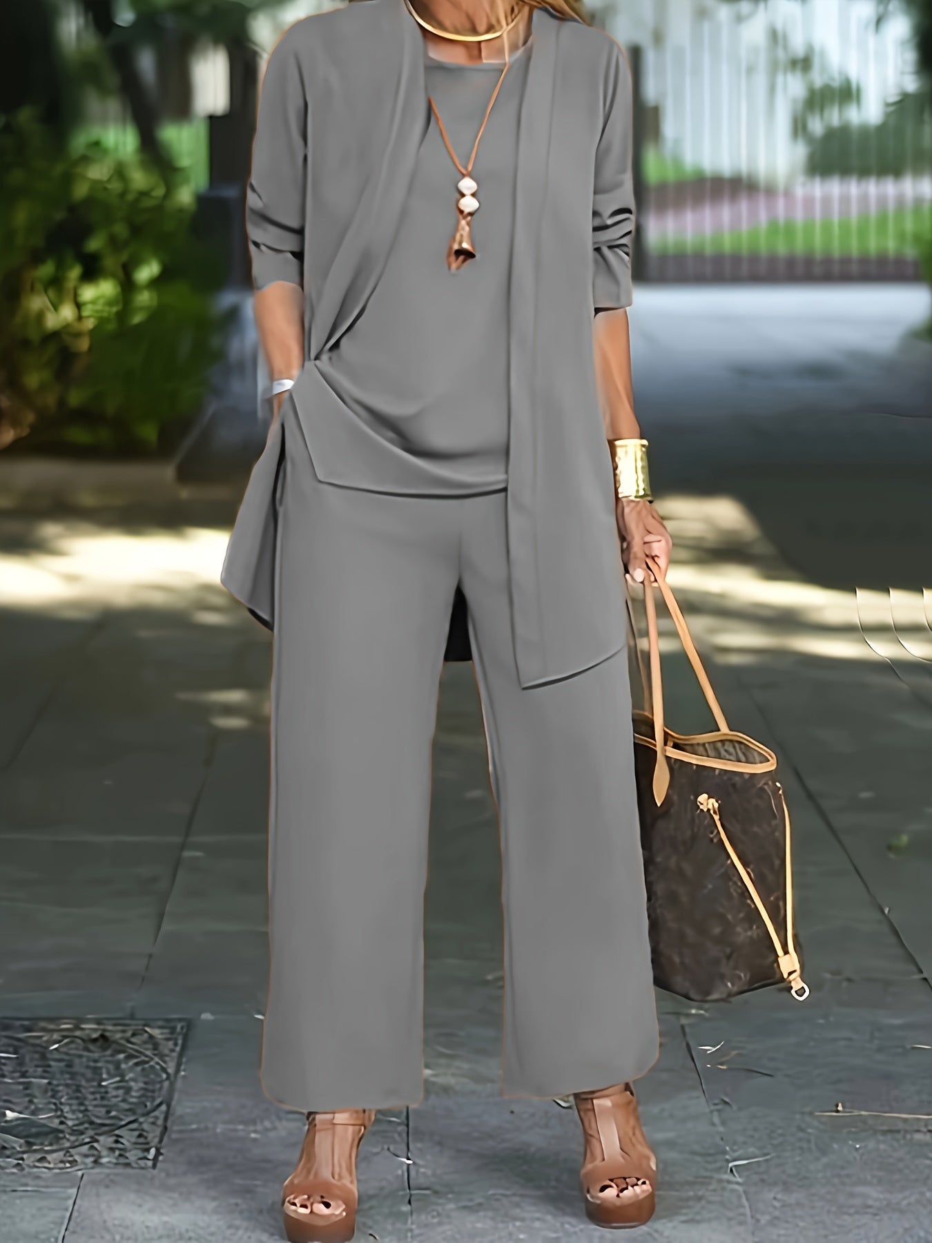 Sofía | Conjunto de Mujer de Tres Piezas con Chaqueta, Top y Pantalones Anchos - Noa Lagos