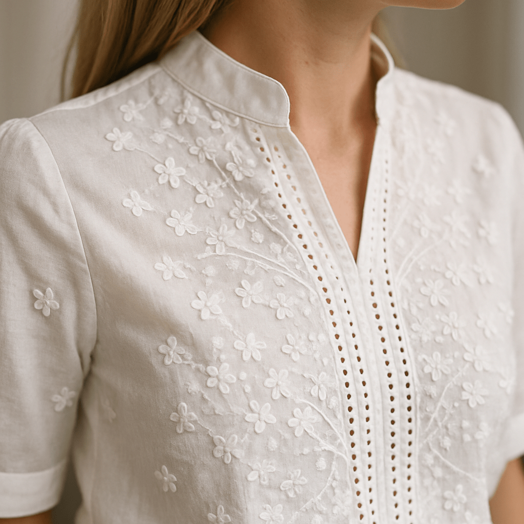 Sofia | Elegante Top Bordado con Cuello Alto - Noa Lagos
