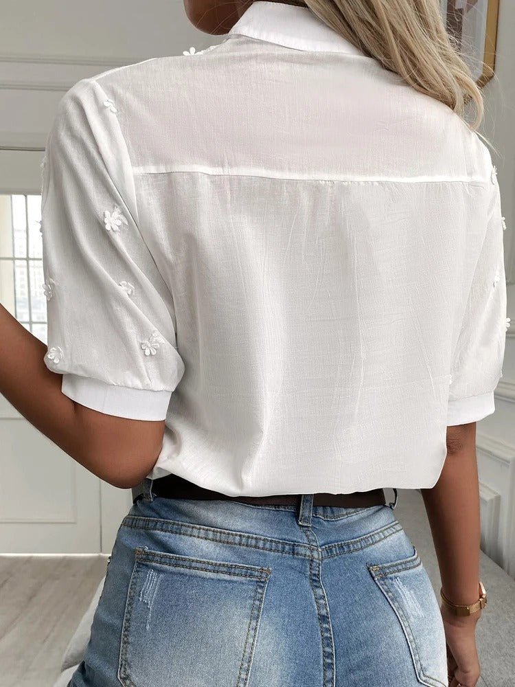 Sofia | Elegante Top Bordado con Cuello Alto - Noa Lagos