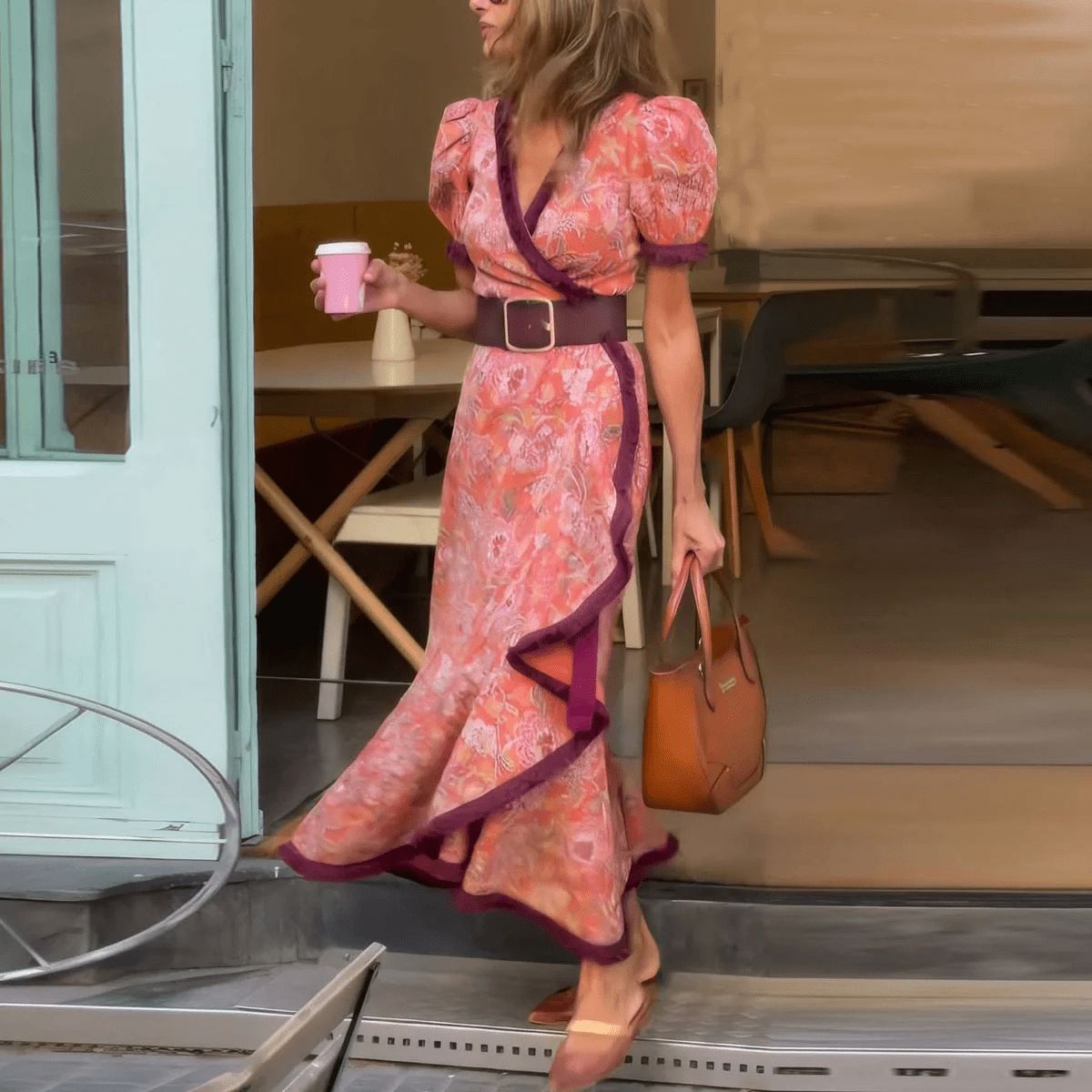 Sofía | Elegante Vestido Cruzado con Mangas Abullonadas para Fiesta - Noa Lagos
