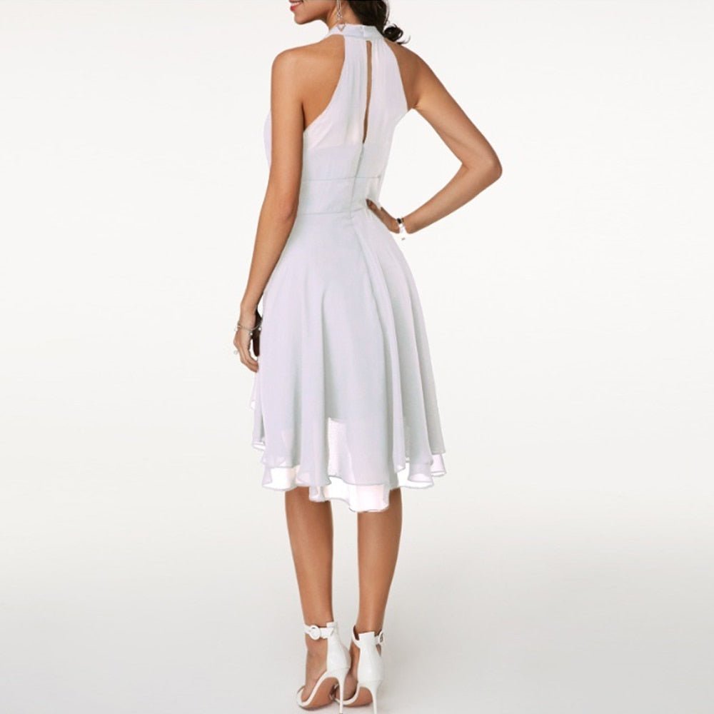 Sofia | Elegante Vestido Midi Halter para Invitada con Silueta Ajustada - Noa Lagos