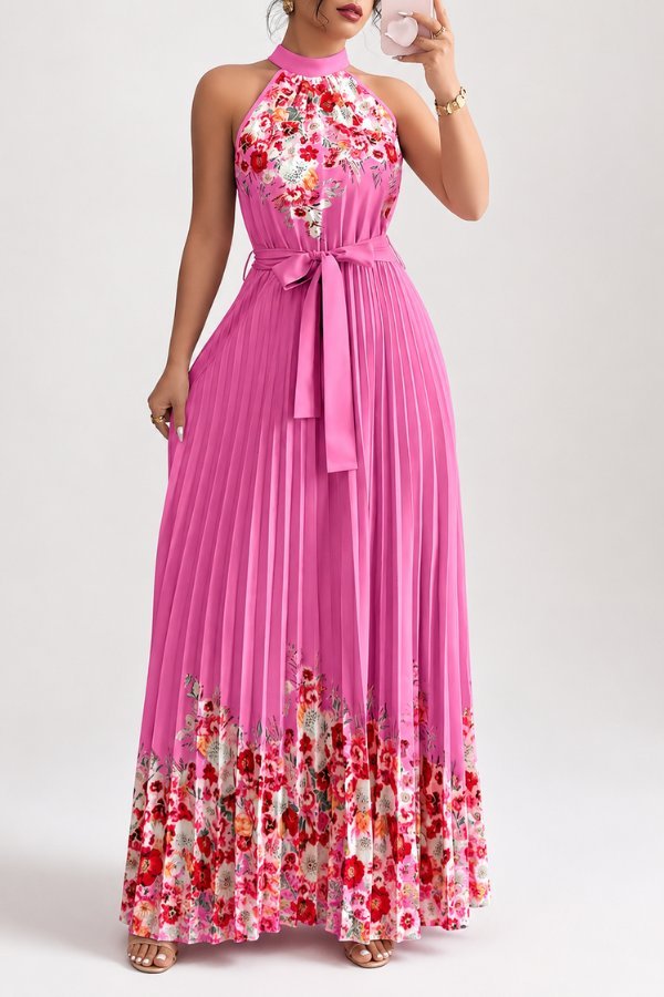 Sofía | Vestido de Noche Midi Floral Plisado para Mujer - Noa Lagos