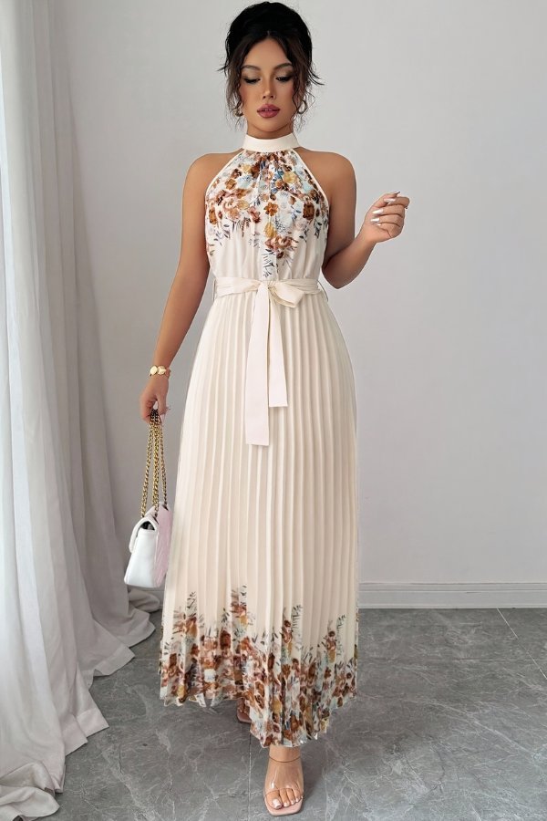Sofía | Vestido de Noche Midi Floral Plisado para Mujer - Noa Lagos
