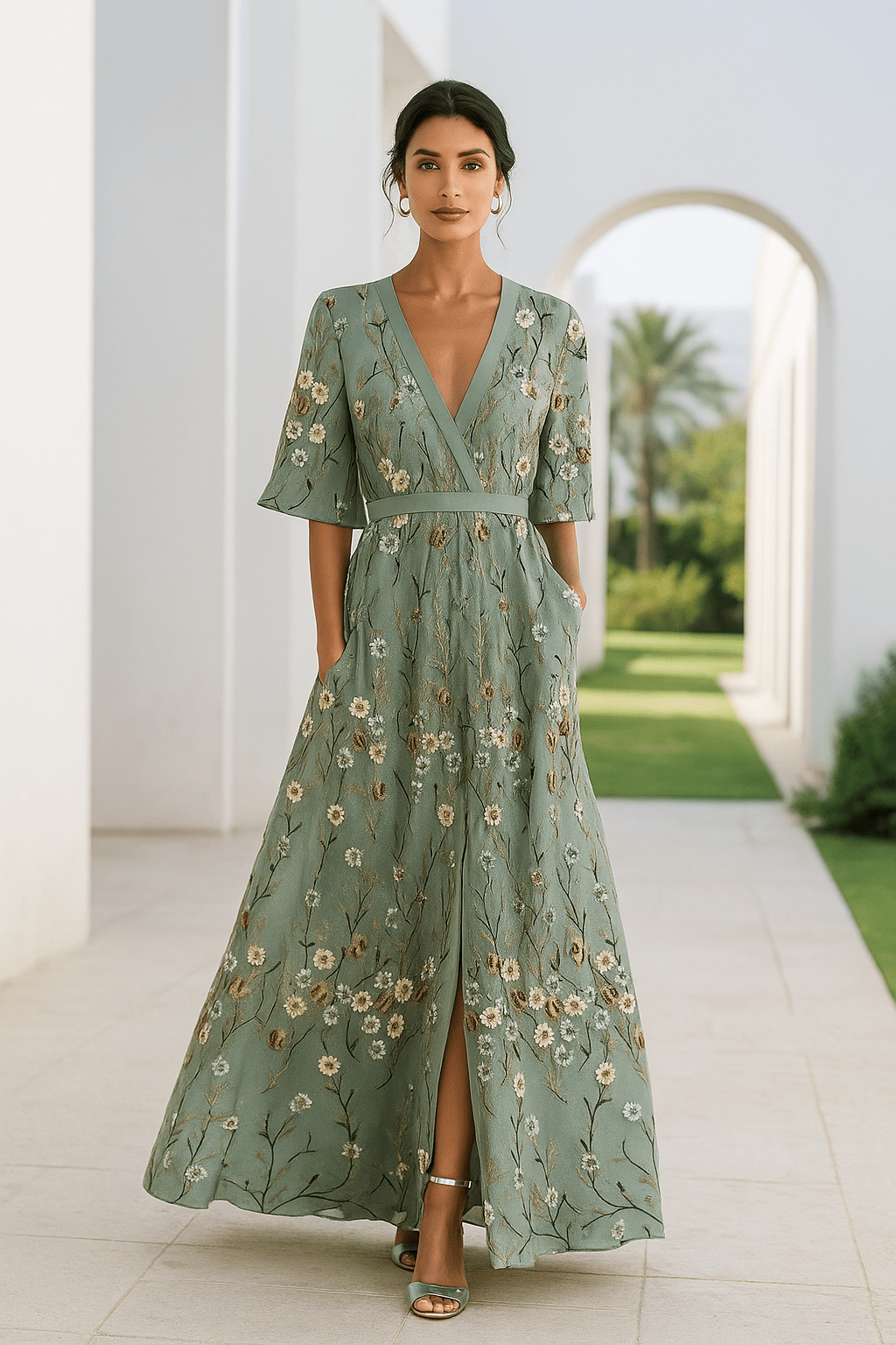 Sofia | Vestido Largo de Verano con Escote en V para Mujer - Noa Lagos