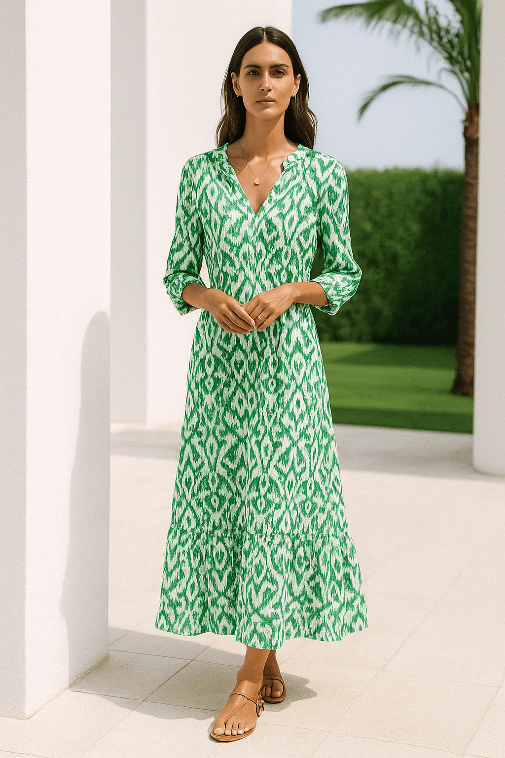 Sofia | Vestido Largo Midi de Verano con Escote en V para Mujer - Noa Lagos