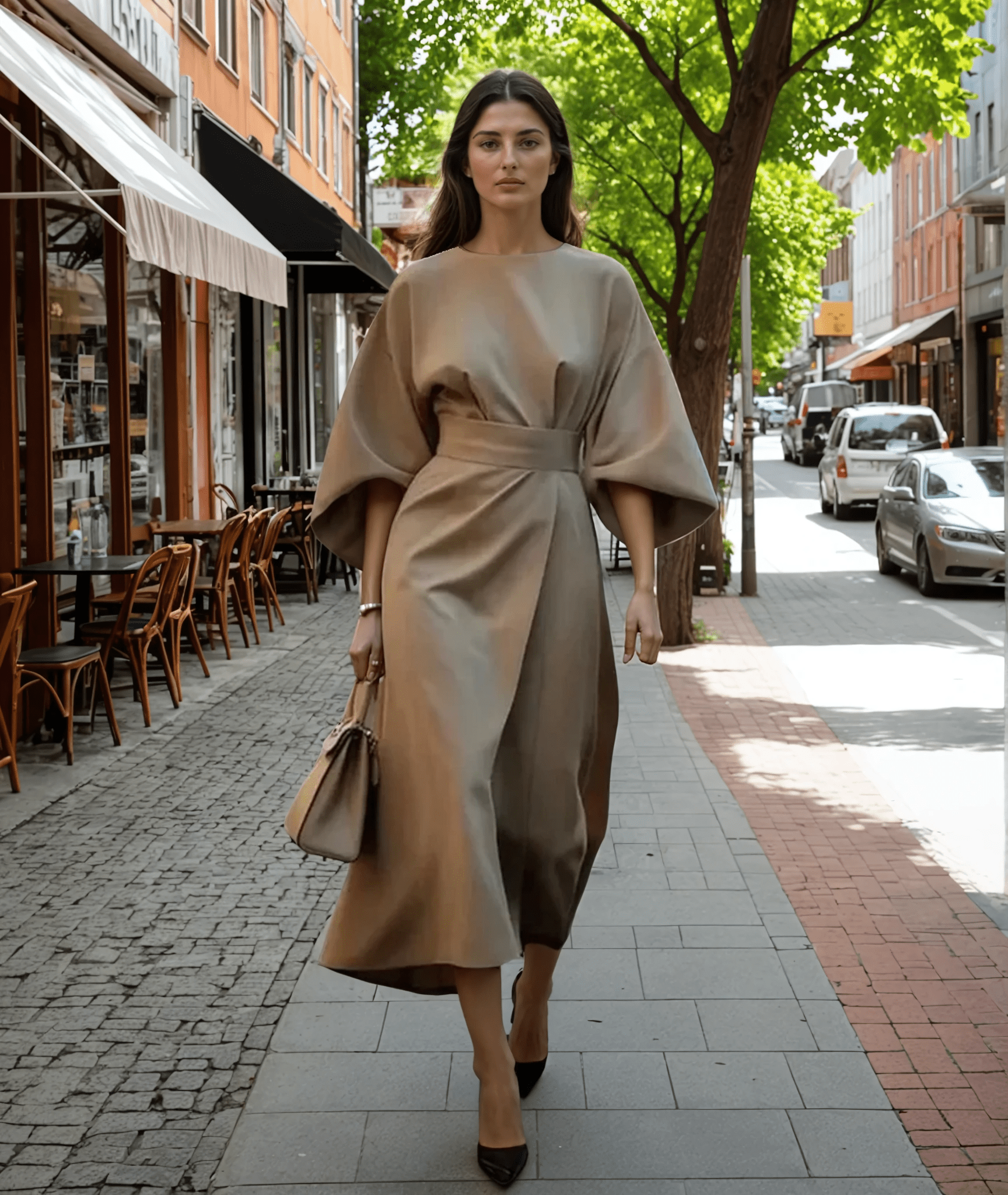 Sofia | Vestido Midi Elegante con Mangas Esculturales - Noa Lagos