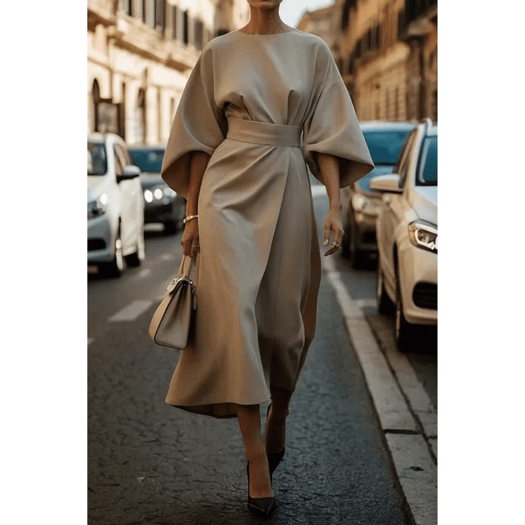 Sofia | Vestido Midi Elegante con Mangas Esculturales - Noa Lagos