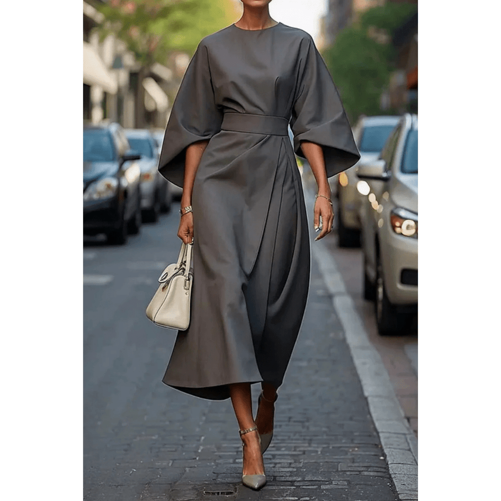 Sofia | Vestido Midi Elegante con Mangas Esculturales - Noa Lagos