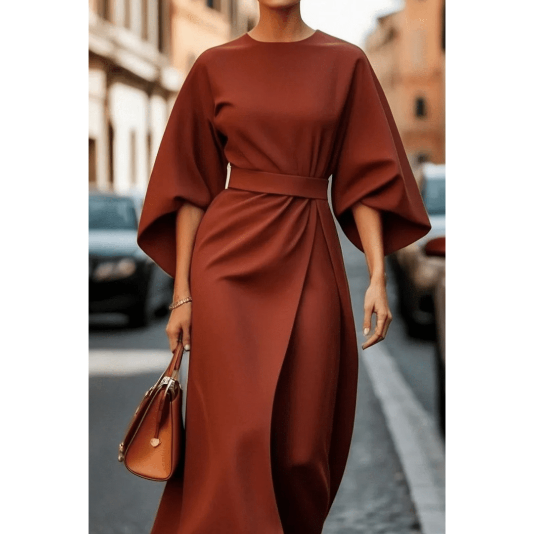 Sofia | Vestido Midi Elegante con Mangas Esculturales - Noa Lagos