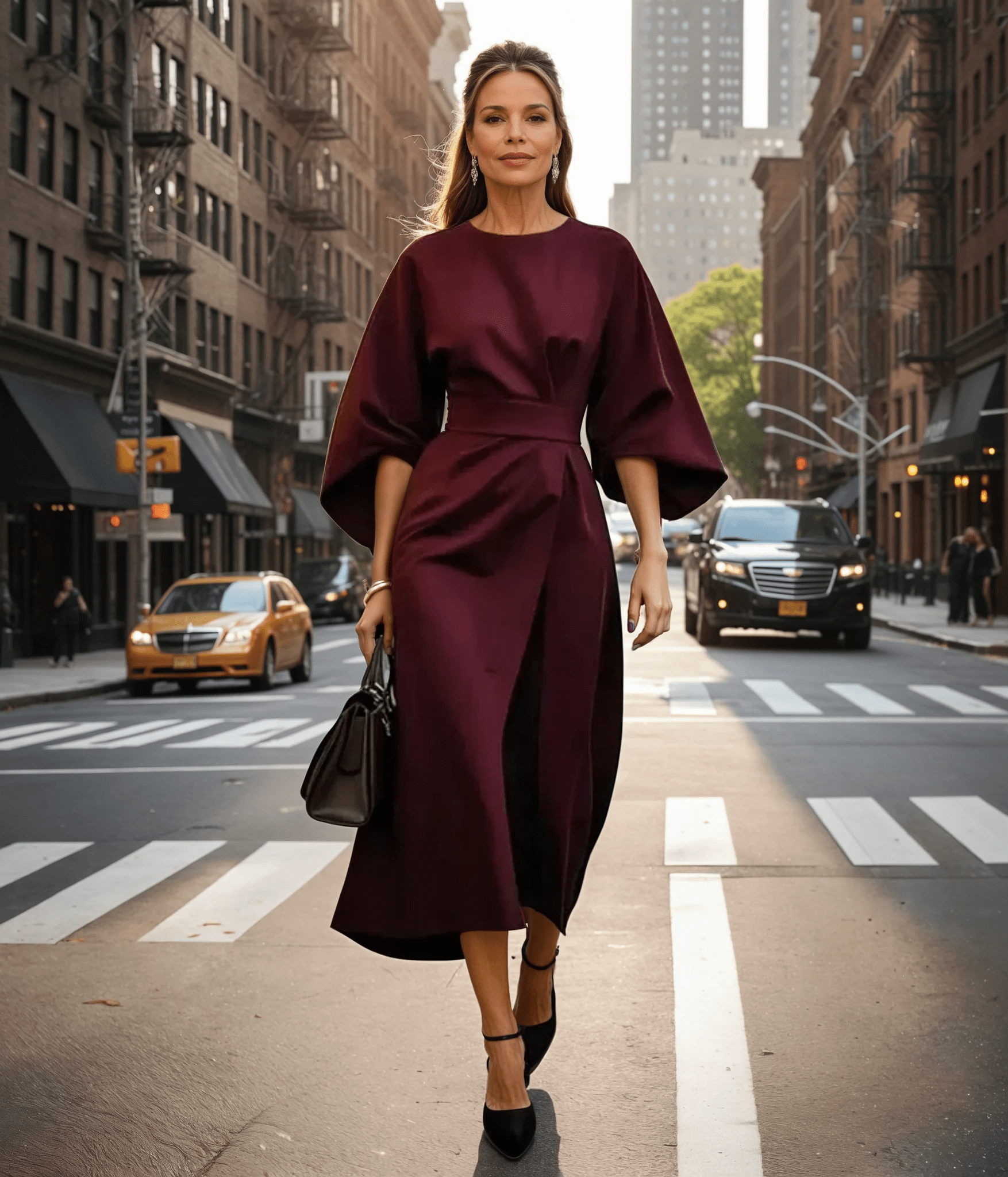 Sofia | Vestido Midi Elegante con Mangas Esculturales - Noa Lagos