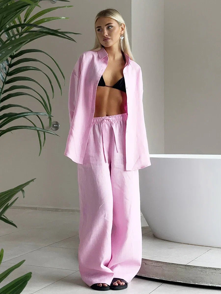 Sophie | Conjunto Casual de Pantalón Holgado y Blusa Abierta - Noa Lagos