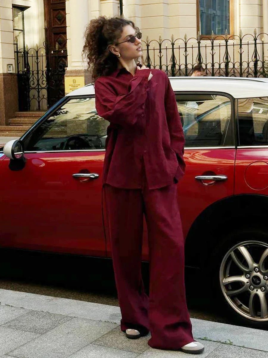 Sophie | Conjunto Casual de Pantalón Holgado y Blusa Abierta - Noa Lagos