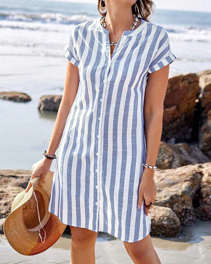 Sophie | Vestido de Verano Mujer con Escote en V y Rayas Verticales - Noa Lagos