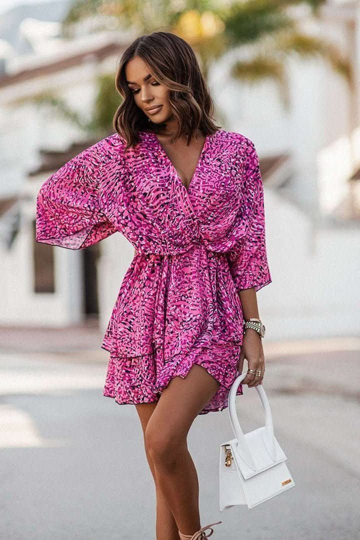 VALERIA – Vestido mini bohemio con estampado tropical para mujer - Noa Lagos