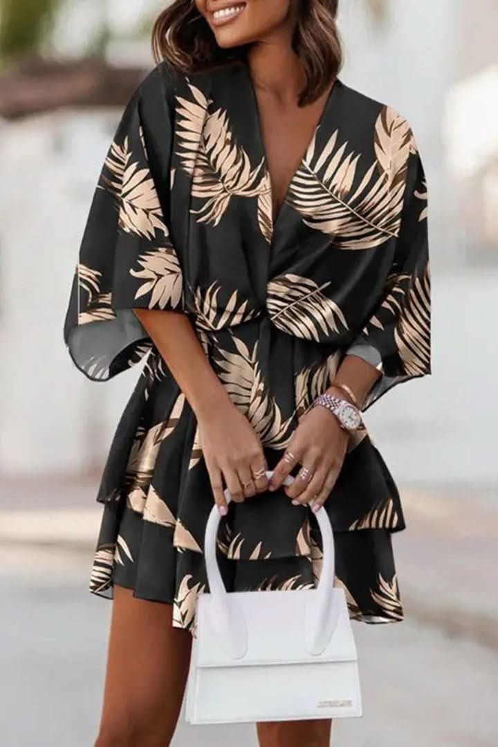 VALERIA – Vestido mini bohemio con estampado tropical para mujer - Noa Lagos