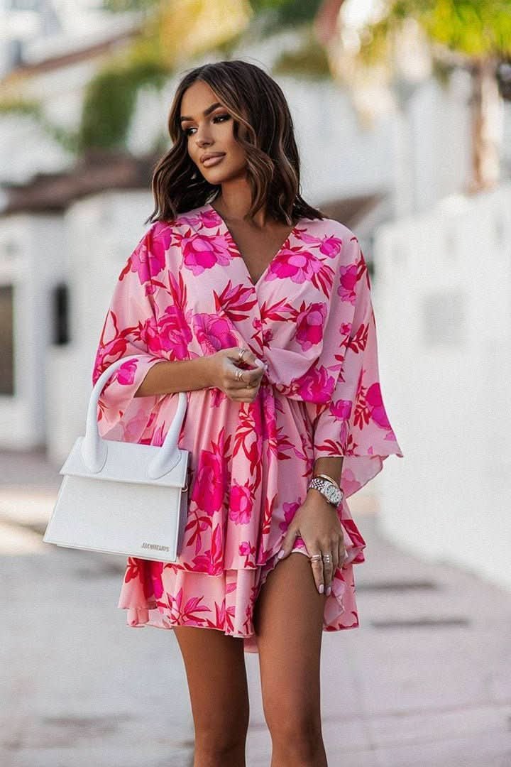 VALERIA – Vestido mini bohemio con estampado tropical para mujer - Noa Lagos