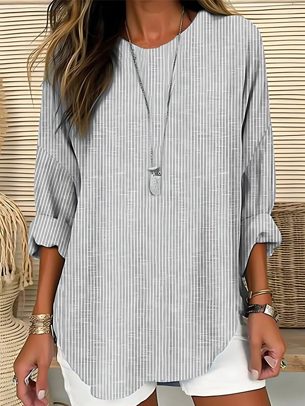 MARINA – Blusa de rayas de manga larga para mujer