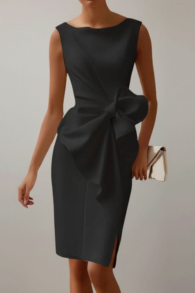 PAULA – Vestido midi sin mangas con lazo para mujer
